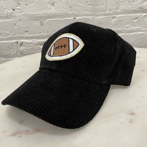 corduroy hat with football patch